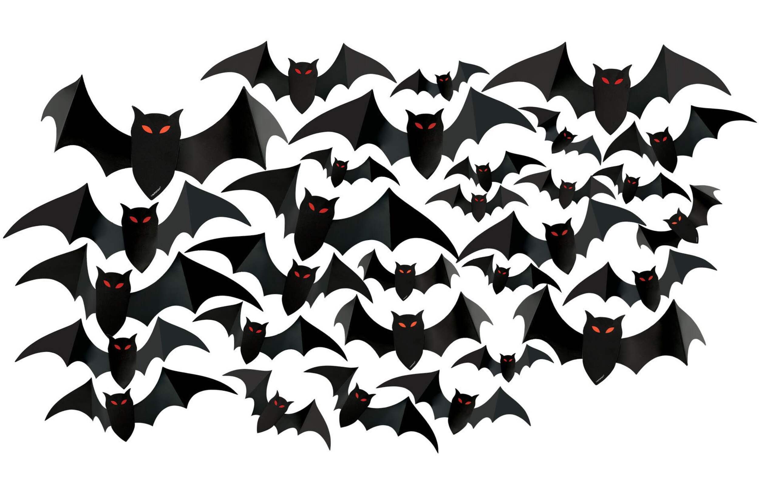 Bat Assorted Cutouts, Black, 17-in, 30-pk, Indoor Decoration for Halloween Front_Flat