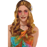 Hippie Classic Circle Sunglasses, Pink/Gold, One Size, Wearable Costume Accessory for Halloween Front_Flat