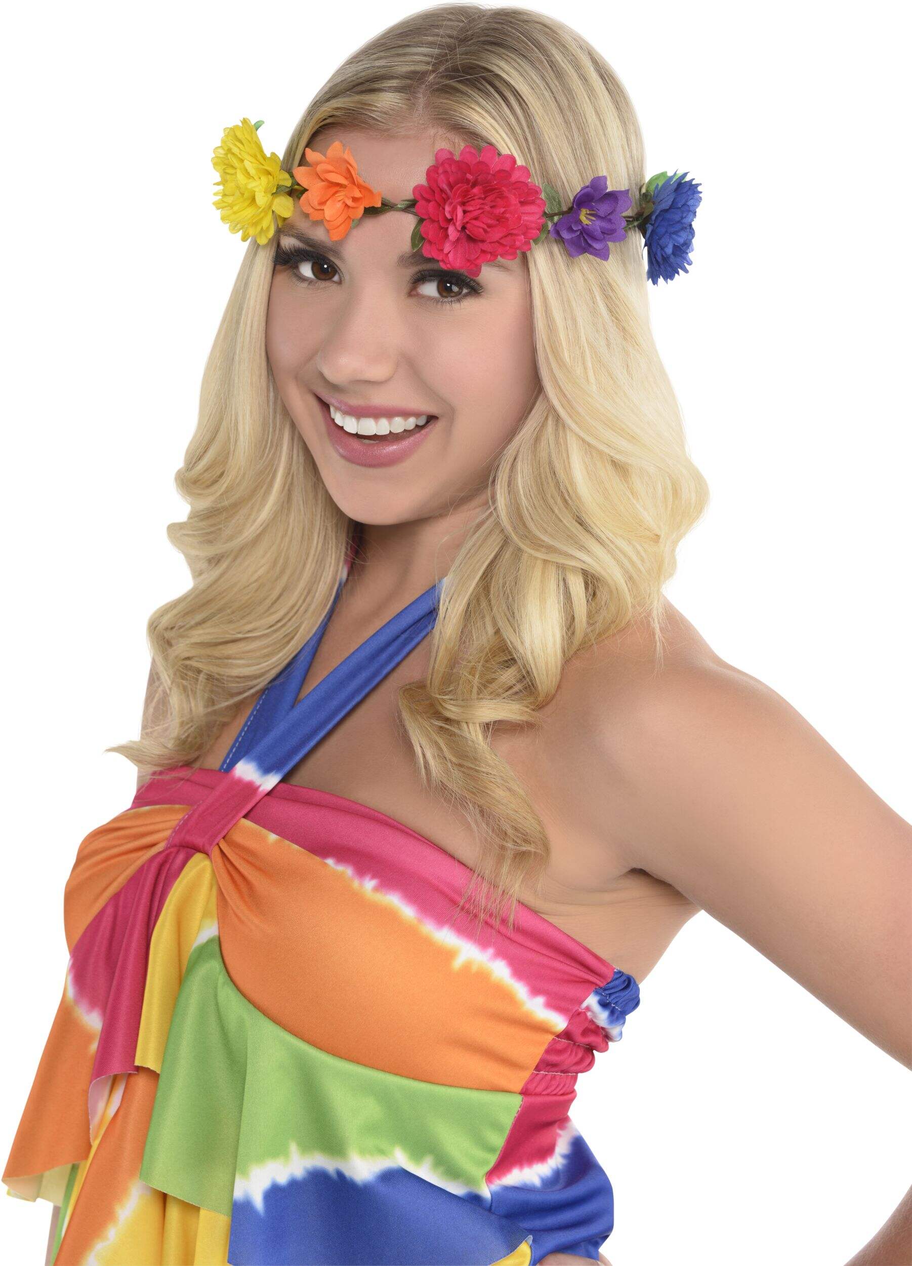 Hippie Flower Crown Headband, MultiColoured, One Size, Wearable