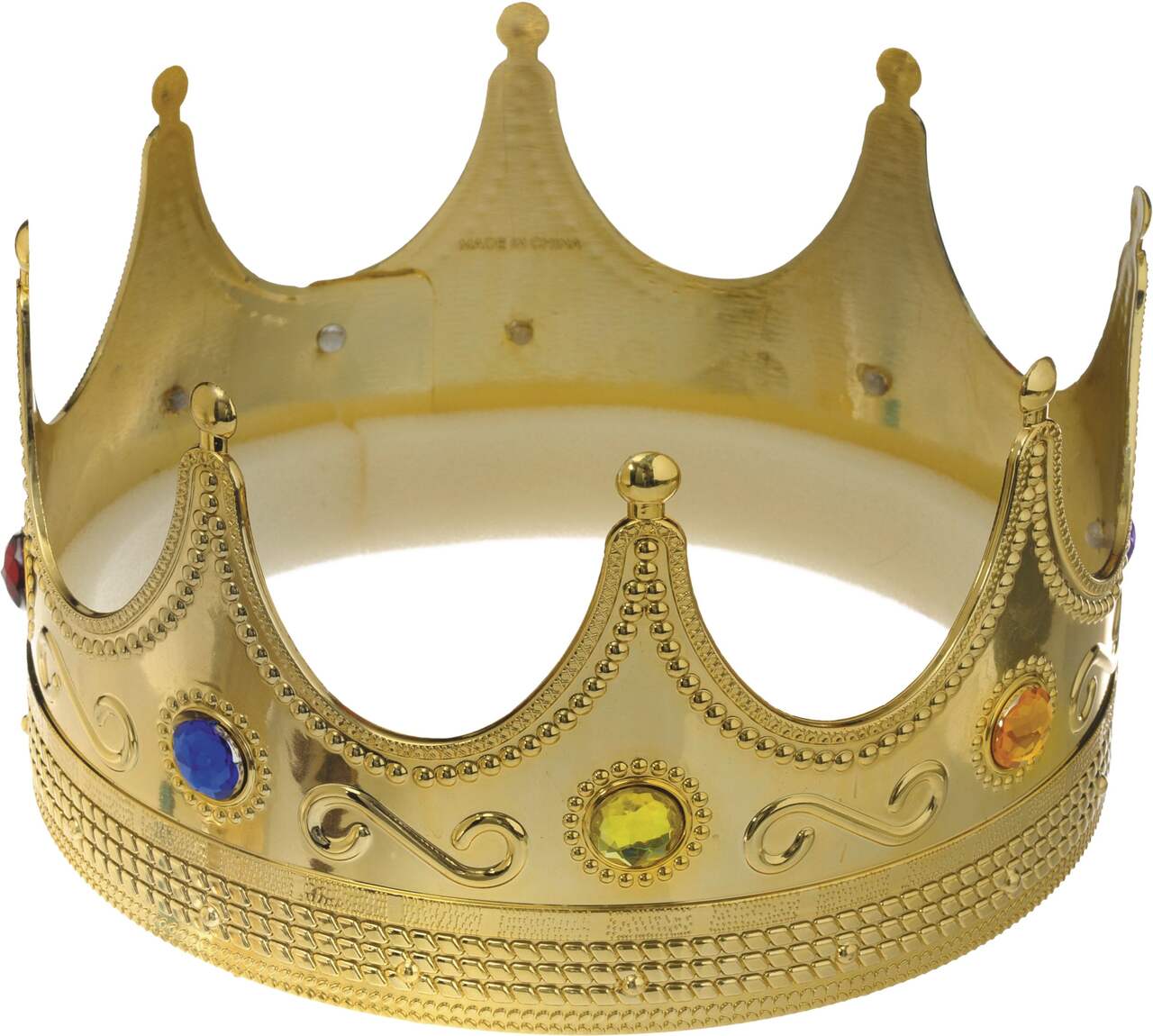 Couronne du roi ornée de joyaux, doré, taille unique, accessoire de costume  à porter pour l'Halloween