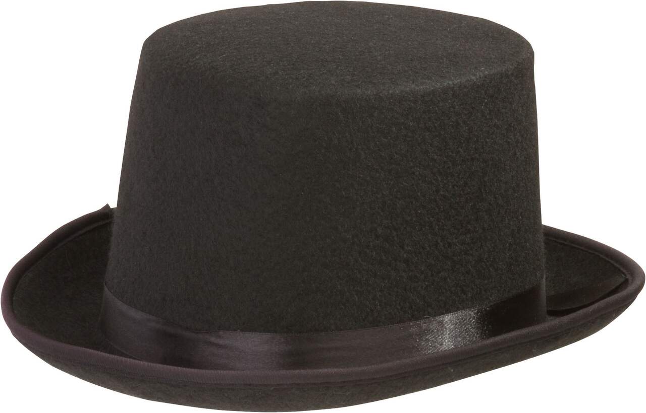Chapeau de magicien en feutre doublé de similicuir, noir, taille
