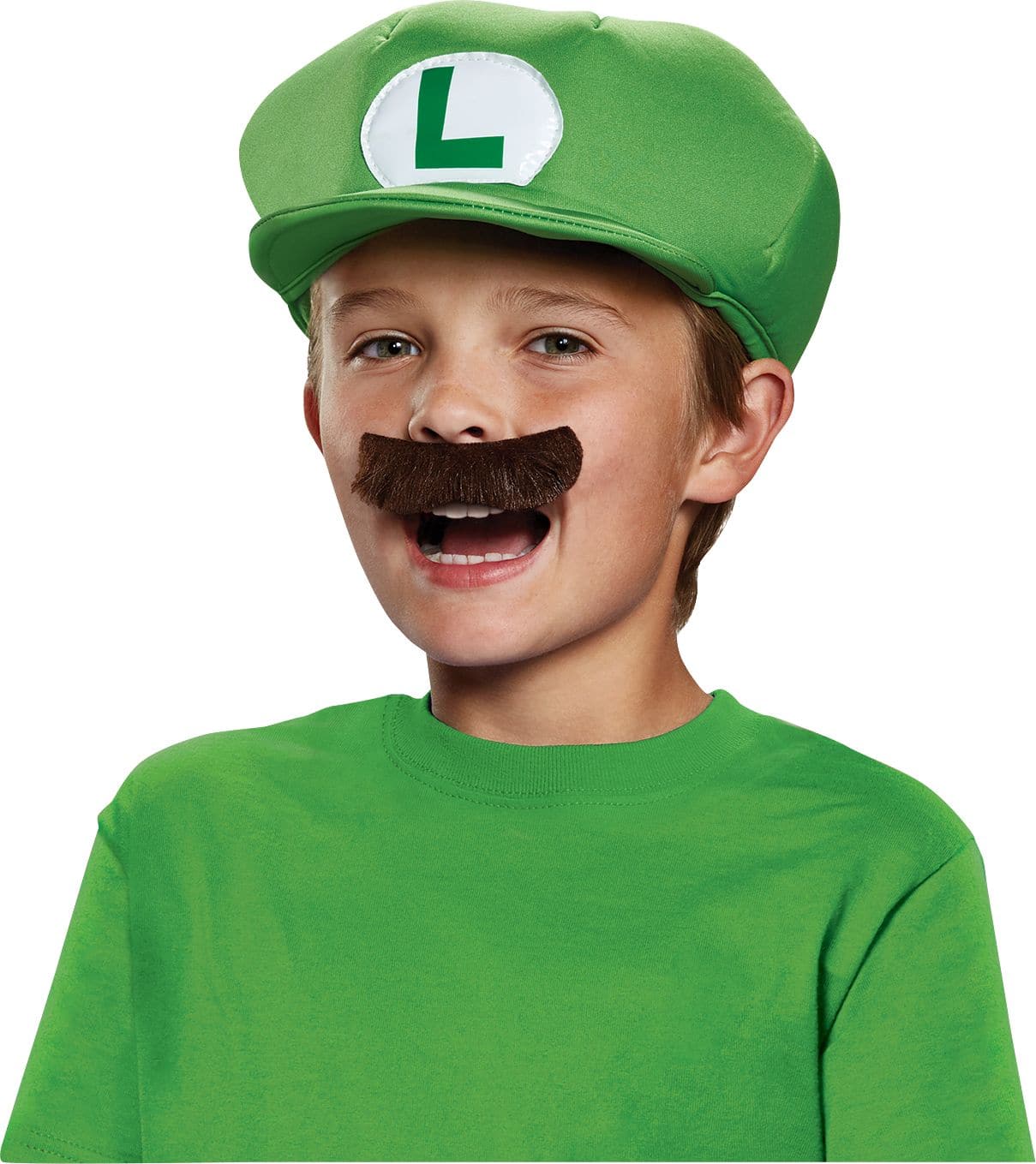 Nintendo Super Mario Bros Luigi Hat Mustache Kit for Halloween Green One Size 2 pk Party City