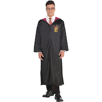 Adult Harry Potter Gryffindor Robe with Crest & Hood, Red/Black, One Size, Wearable Costume Accessory for Halloween