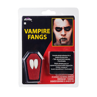 Custom Fit Fake Vampire Fangs Teeth, White, One Size, 2-pk, Wearable Costume Accessories for Halloween Front_Flat