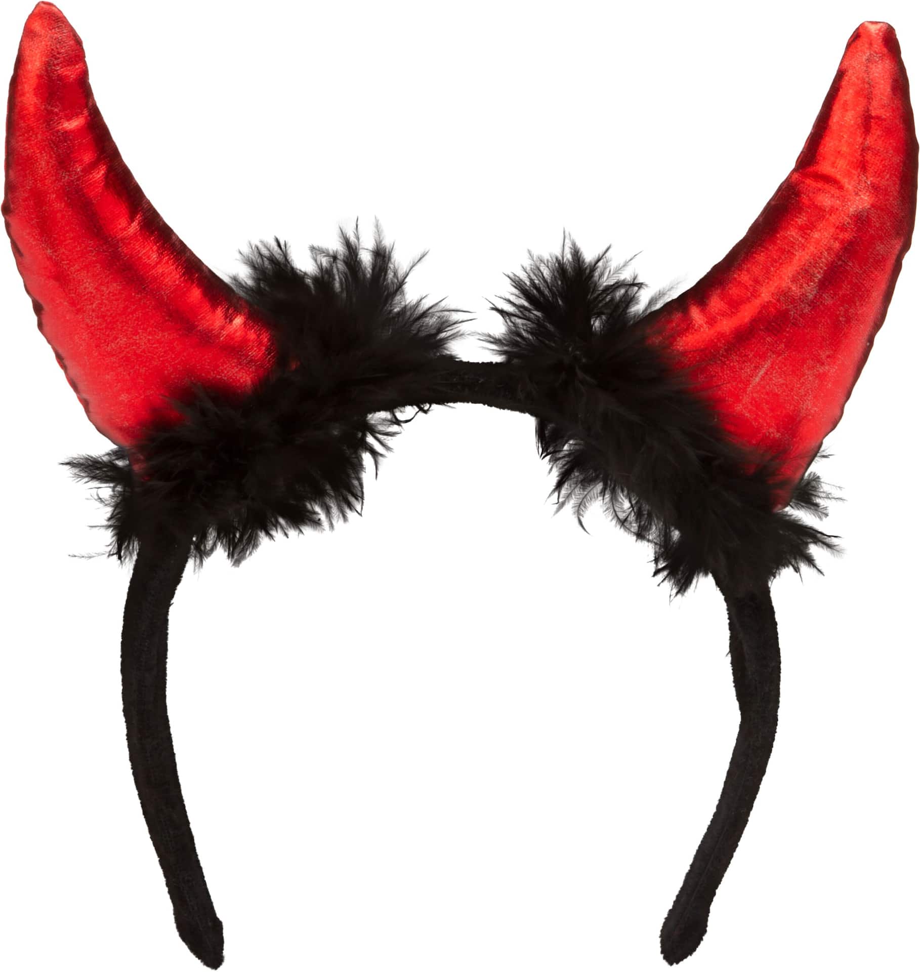 Devil Plush Metallic Furry Ears Headband, Red/Black, One Size