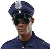 Reflective Aviator Police Sunglasses, Silver, One Size, Wearable Costume Accessory for Halloween Front_Angled_Left