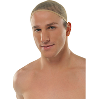 Breathable & Snug Fitted Wig Cap, Beige, One Size, Wearable Costume Accessory for Halloween Front_Angled_Left