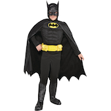 Kids' DC Batman Black Padded Jumpsuit with Cape & Mask Halloween Costume, Assorted Sizes Front_Flat
