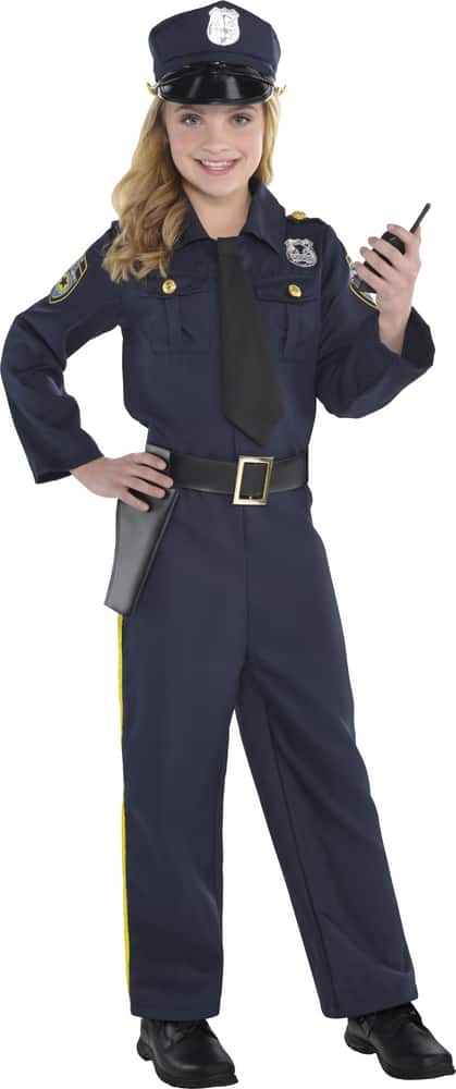 Kids' Police Officer Halloween Costume, Navy Blue, Assorted Sizes ...