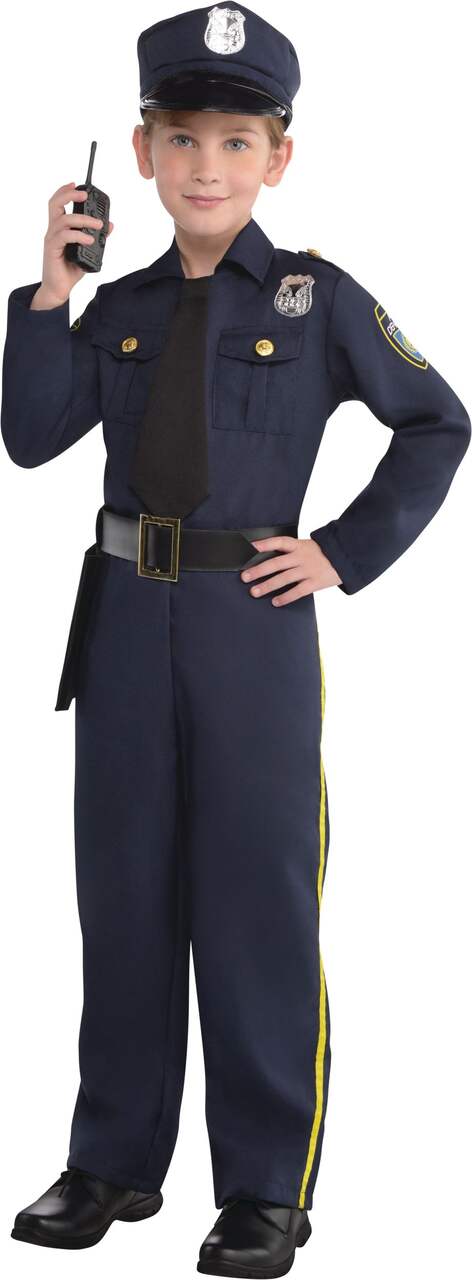 Kids Police Officer Costume Halloween Cosplay Boys Outfit Realistic Set  Uniform