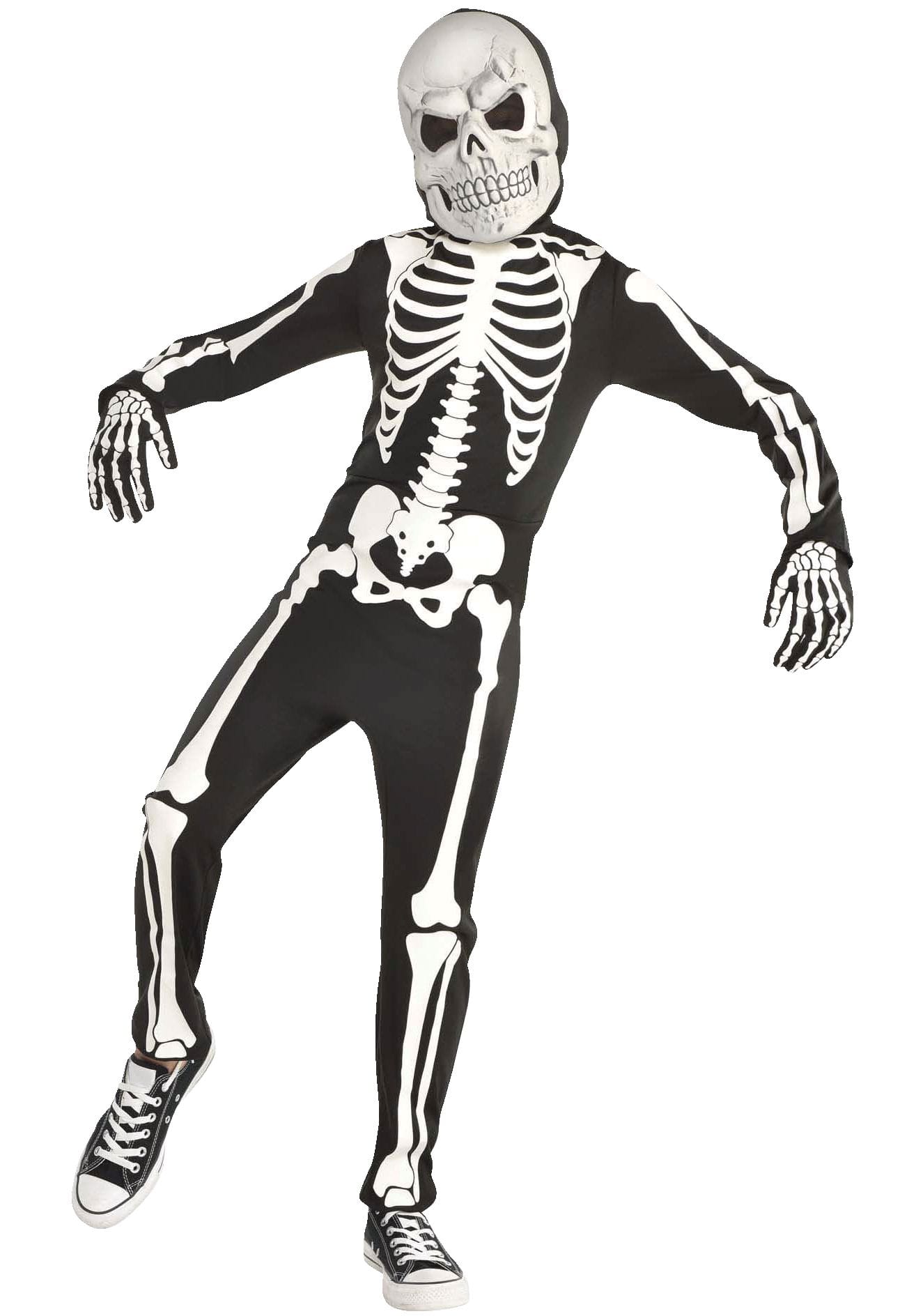 Kids' X-Ray Skeleton Black/White Glow-in-the-Dark Jumpsuit with