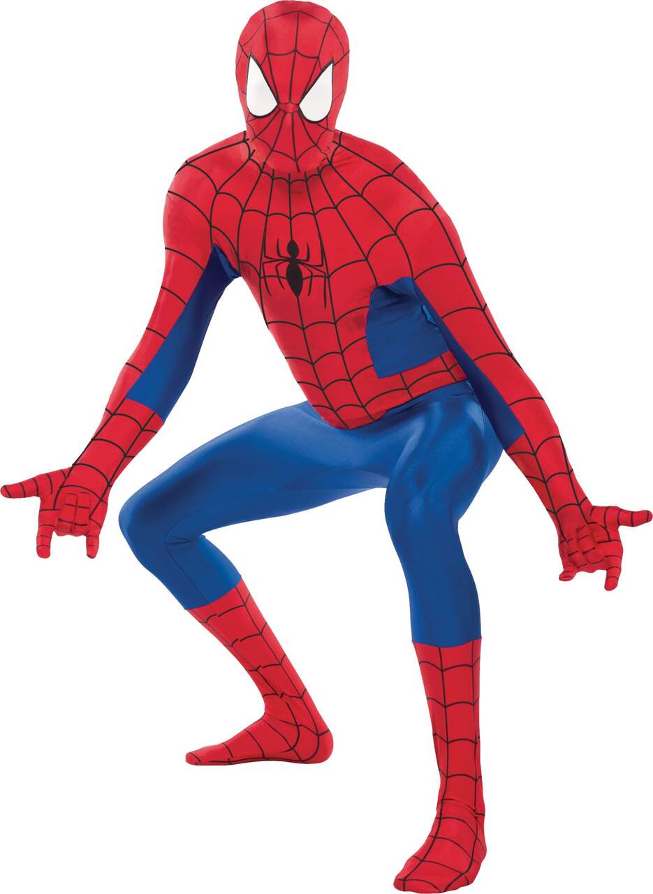Men's Disney Marvel Spider-Man Peter Parker Blue/Red Jumpsuit with Mask Halloween  Costume, Assorted Sizes