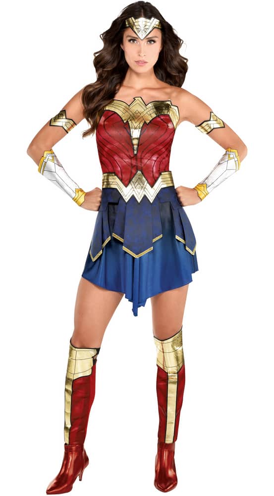 Costume De Wonder Woman De Dc Comics Rouge Bleu Et Or Adulte Tailles Variées Canadian Tire 