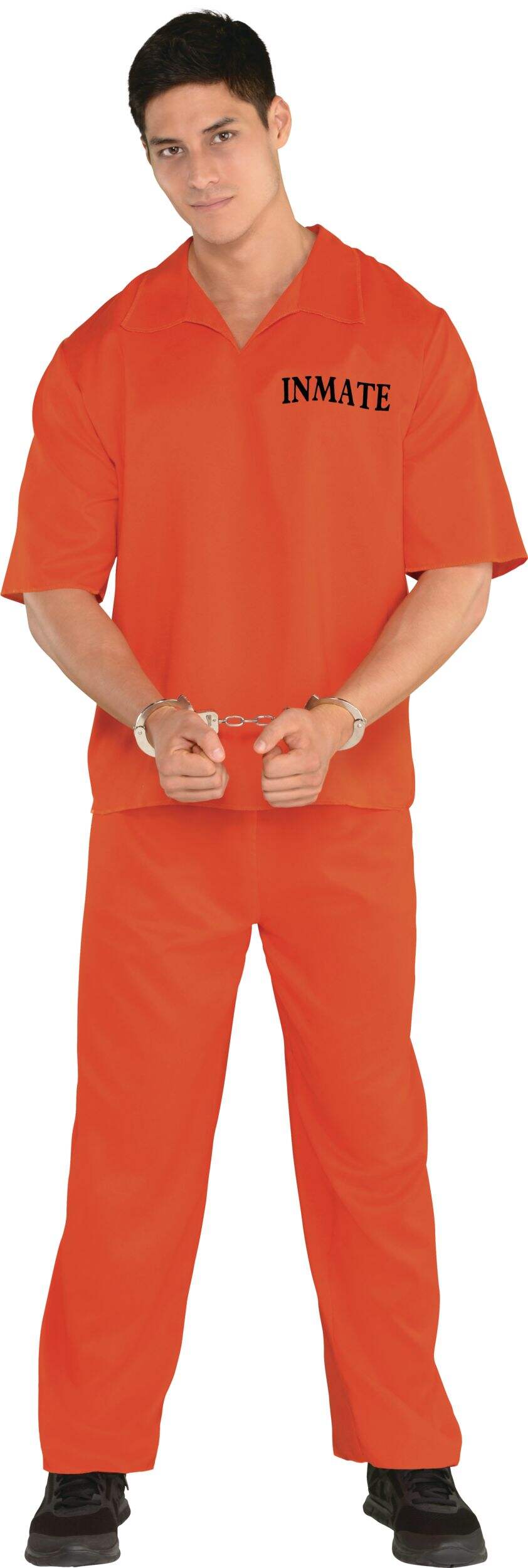 Men's Prison Inmate Orange Outfit with Shirt & Pants Halloween Costume