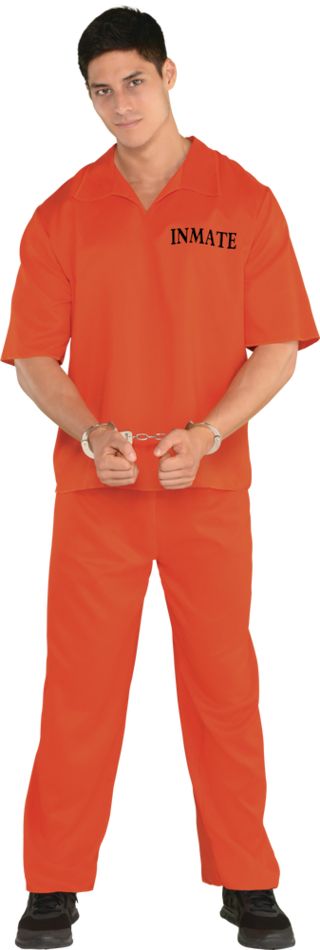 Prison Inmate Halloween Costume, Orange, Adult, Standard | Party City