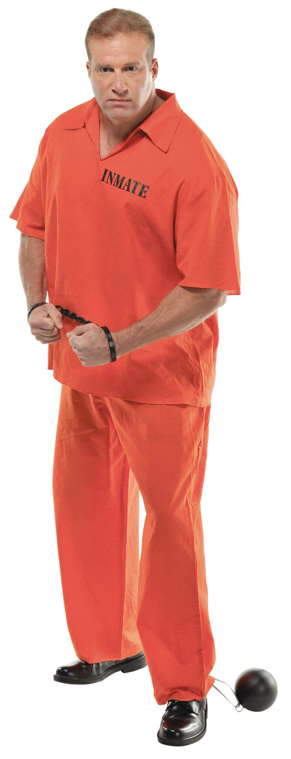Prison Inmate Halloween Costume, Orange, Adult, Plus Size Party City