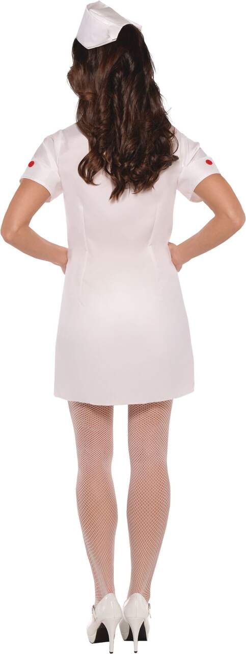 Women's Nurse White Dress with Hat Halloween Costume, Assorted Sizes