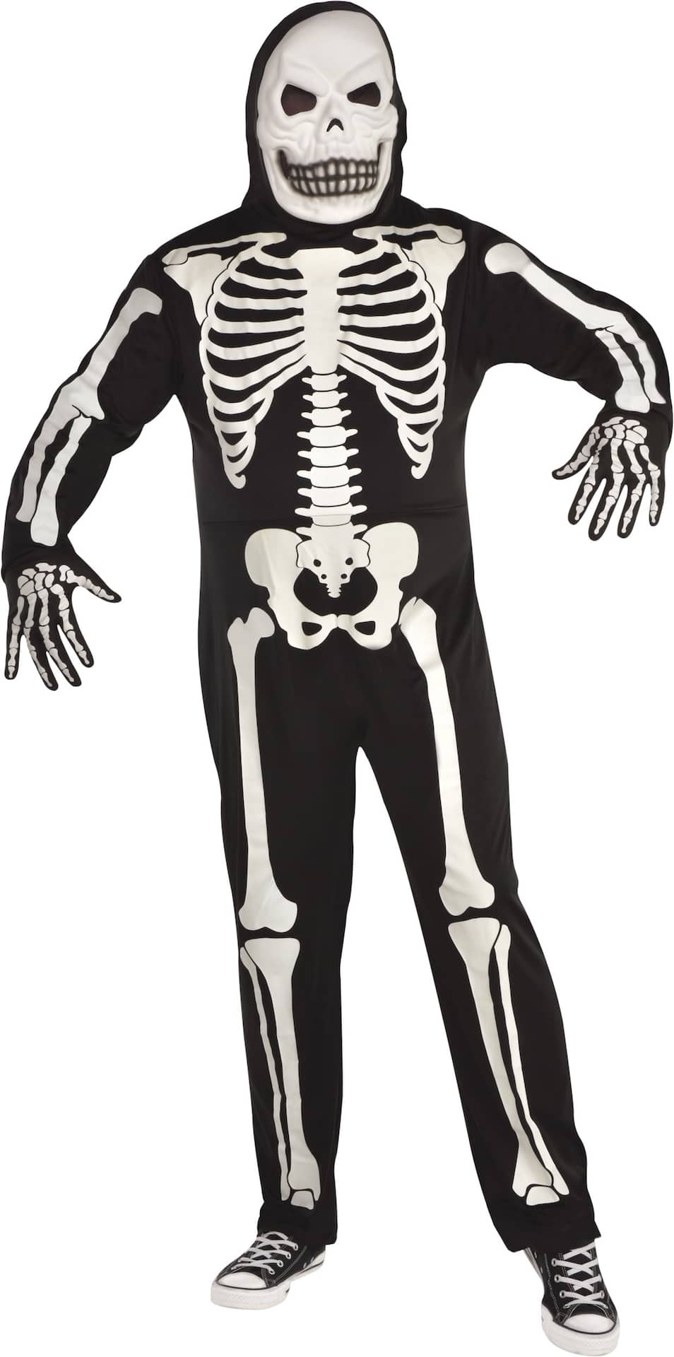 Men's X-Ray Skeleton Black/White Jumpsuit with Mask & Gloves Halloween ...