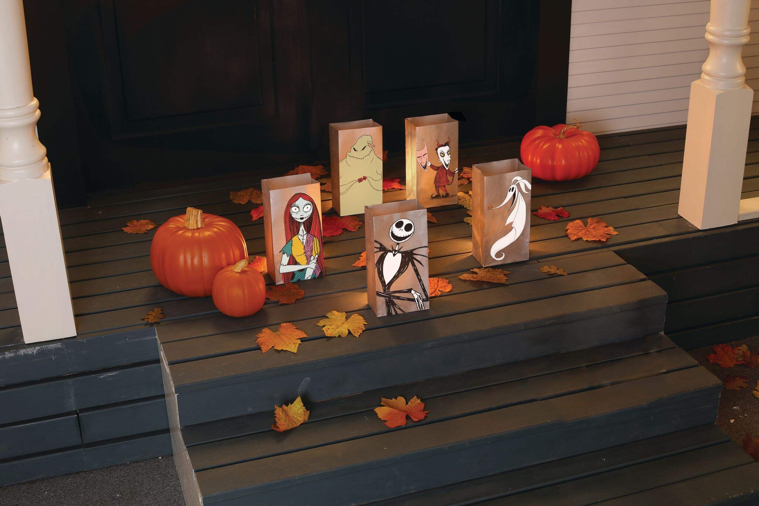 Disney The Nightmare Before Christmas Jack Skellington/Oogie Boogie/Sally Luminary Paper Halloween Bags with LED Candles, Multi-Coloured, 10-in, 5-pk, Indoor/Outdoor Decoration for Halloween Front_Angled_Right