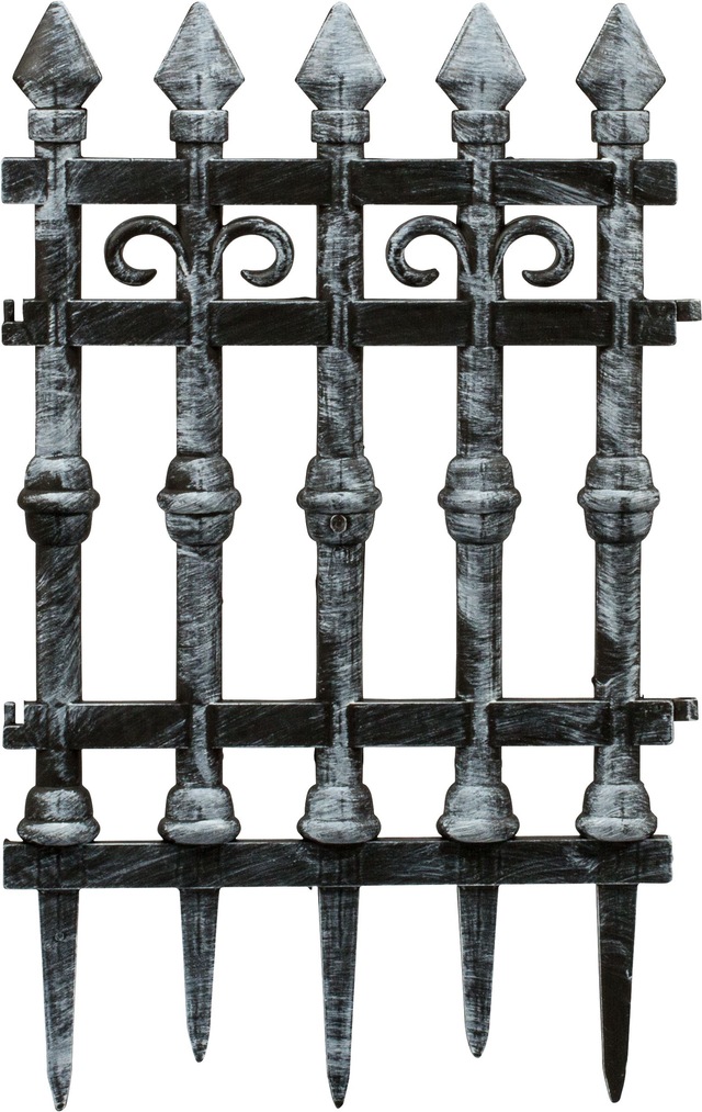 Cemetery Fence Yard Stakes, Grey, 30in, 2pk, Outdoor Decoration for