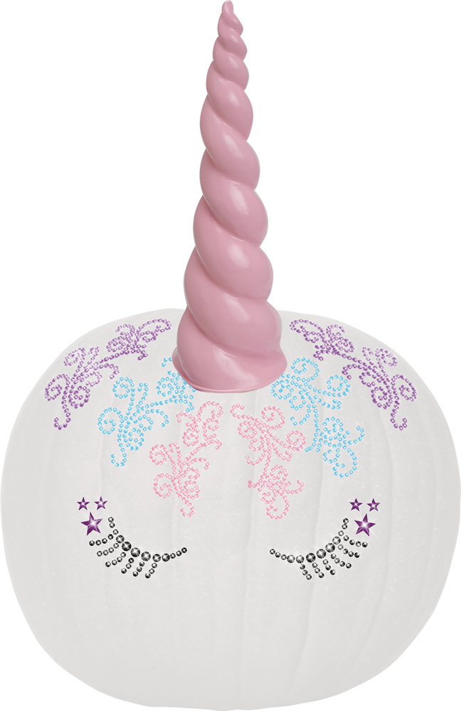 3D Unicorn Pumpkin Decoration Kit with Jewel Designs, Pink, 4pk