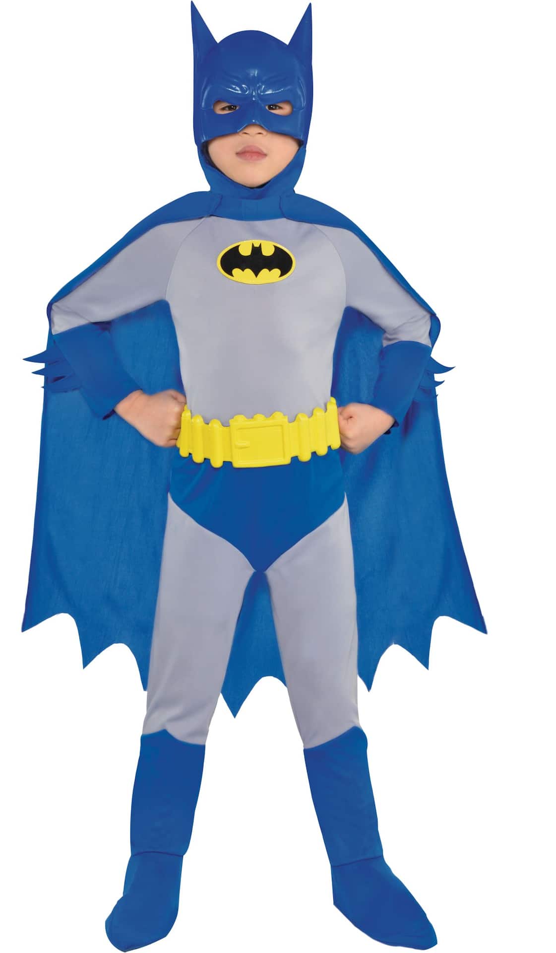 Costume DC Batman pour enfants, combinaison rembourrée noire avec cape et  masque, choix de tailles