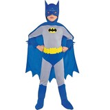 Toddler & Kids' DC Batman Blue Jumpsuit with Boot Covers/Cape/Belt/Mask Halloween Costume, Assorted Sizes Front_Flat