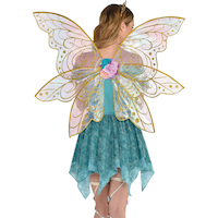 Glitter Fairy  Mesh Wings, Gold, One Size, Wearable Costume Accessory for Halloween