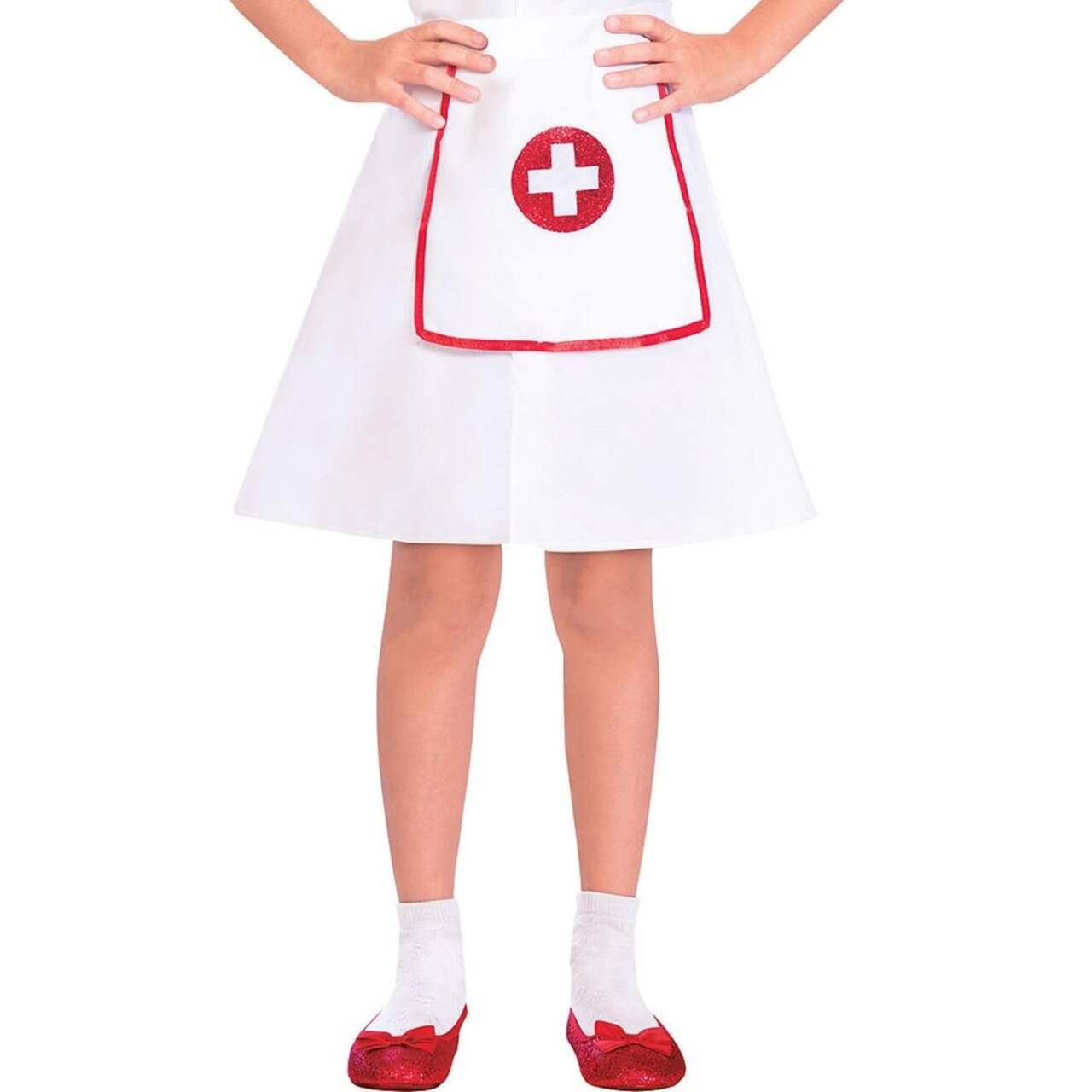 Kids' Nurse White Dress with Hat & Apron Halloween Costume, Assorted Sizes