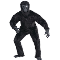 Adult  Gorilla  Black Jumpsuit with Mask & Gloves Halloween Costume, One Size Front_Flat