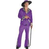 Men's Sugar Daddy Pimp Purple Suit Halloween Costume, One Size Front_Flat