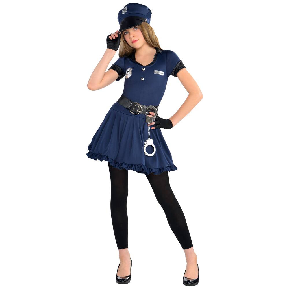 Kids' Cop Police Officer Blue Dress with Hat/Gloves/Handcuffs/Tights ...