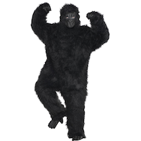 Costume de gorille, adultes, combinaison noire avec masque et gants, grande taille Front_Flat