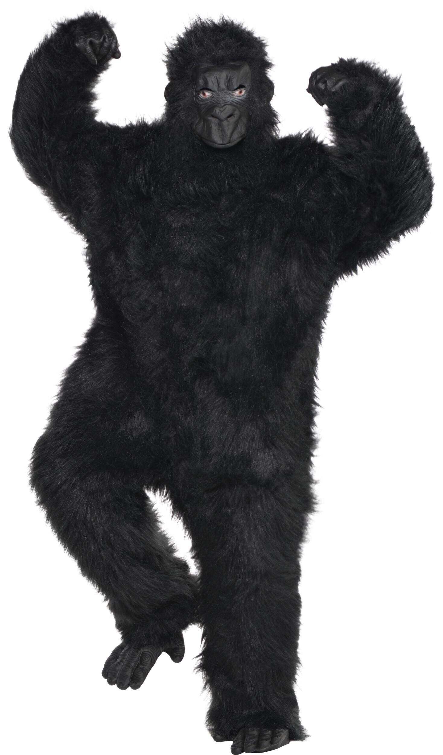 Adult  Gorilla  Black Jumpsuit with Mask & Gloves Halloween Costume, Plus Size Front_Flat