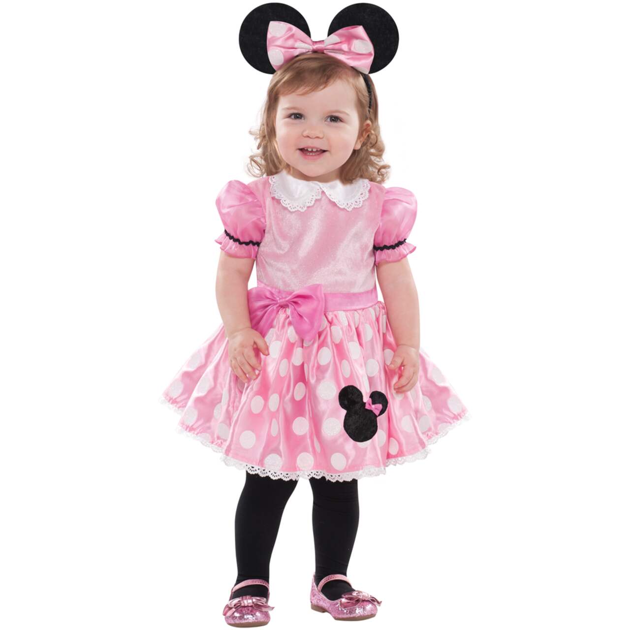 Infant Disney Minnie Mouse Pink White Dress with Headband
