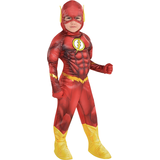 Kids' DC The Flash Red/Yellow Padded Jumpsuit with Mask/Gloves/Boot Covers Halloween Costume, Assorted Sizes Front_Three_Fourths_Angled_Right