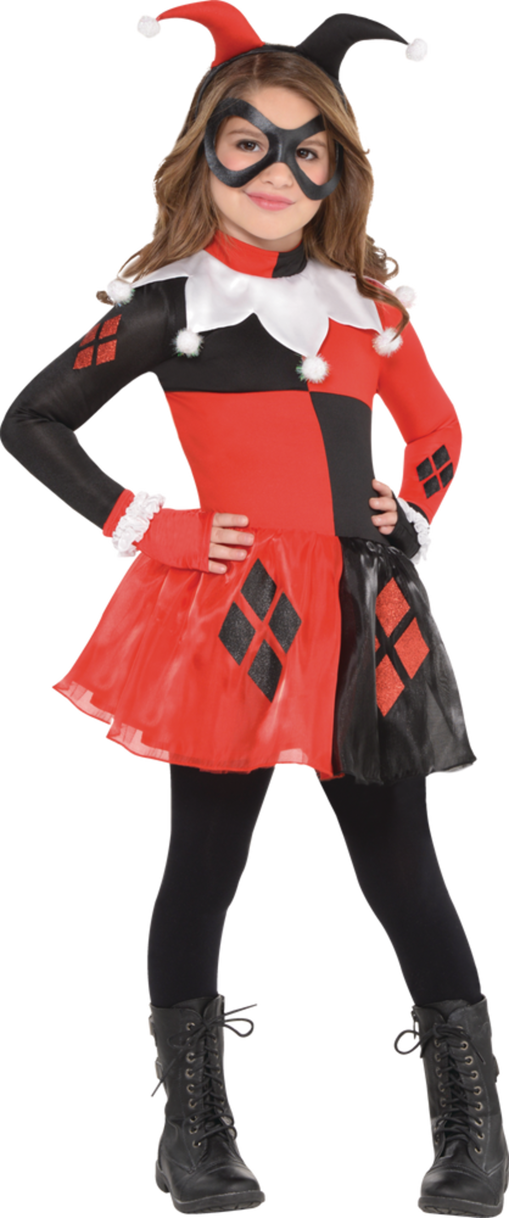 Kids' DC Birds of Prey Harley Quinn Blue/Red/Black Diamond Dress with