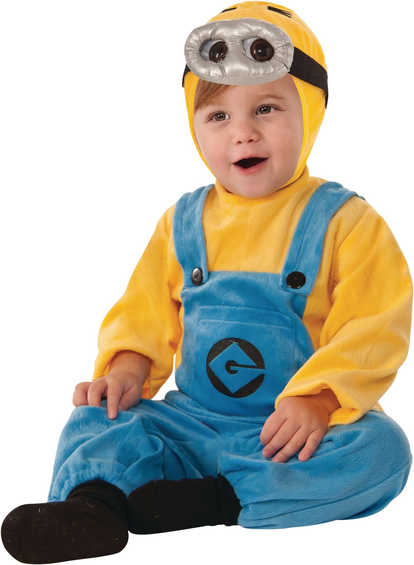 Infant Despicable Me Minion Dave Yellow Blue Jumpsuit with Hood Halloween Costume 6 12M