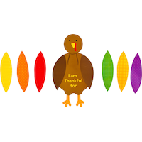 "I am Thankful For" Turkey DIY Customizable Craft Kit, Multi-Coloured, 8-pk, for Thanksgiving Front_Flat