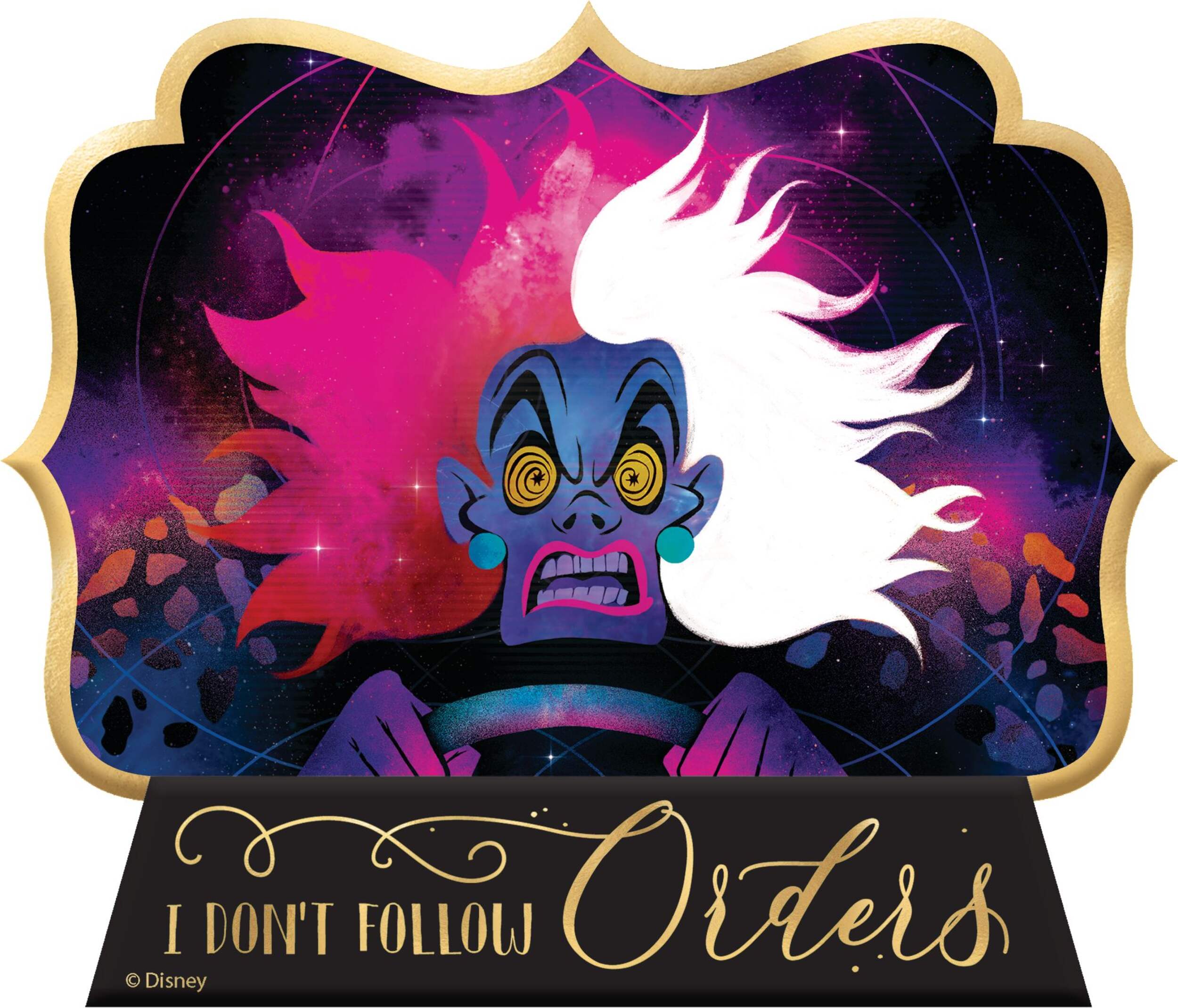 Disney Villains Wicked Cruella Mini Easel Sign Front_Flat