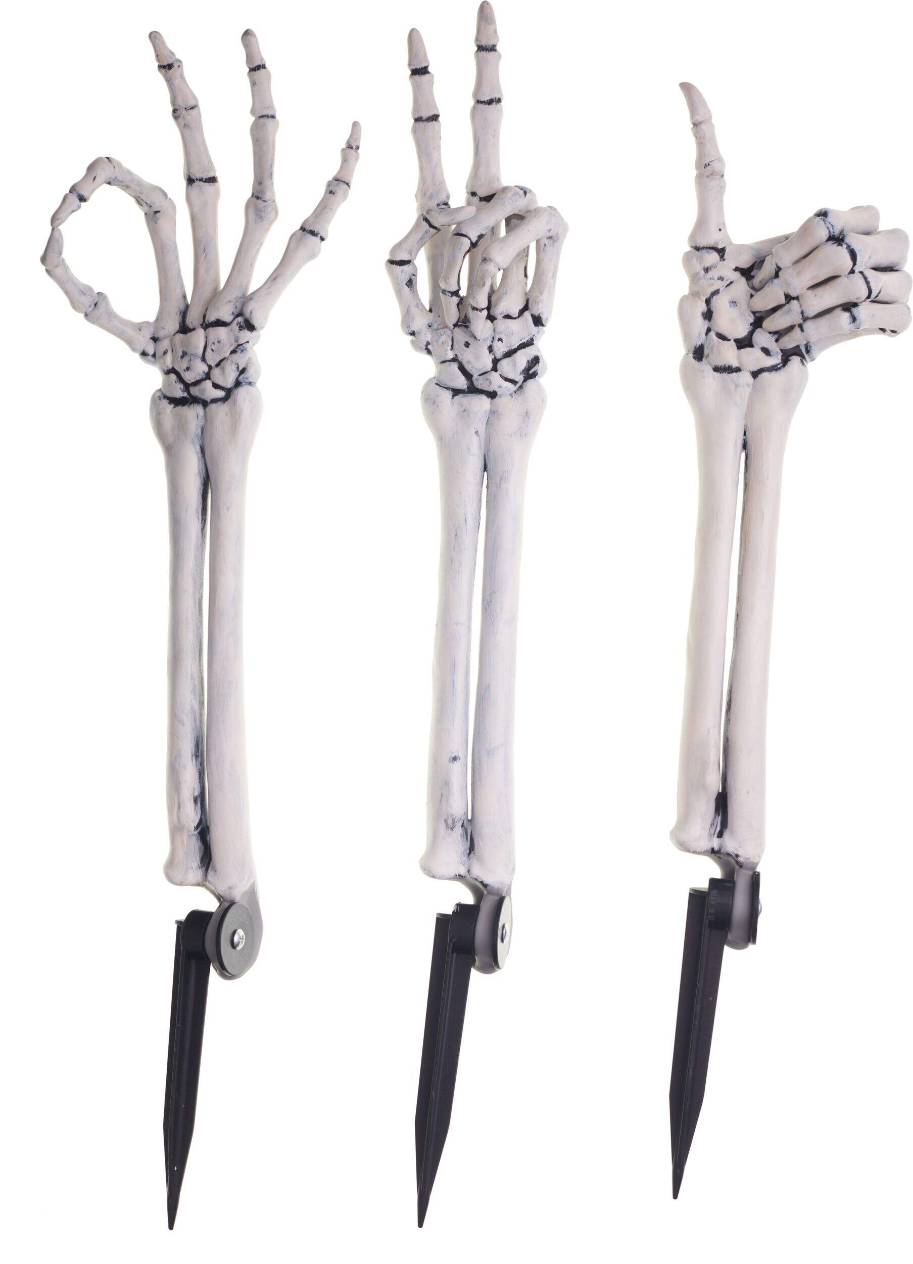Skeleton Grave Greeting Arms Yard Stakes, White, 9.5-in, 3-pk, Outdoor Decoration for Halloween Composite_or_Mixed