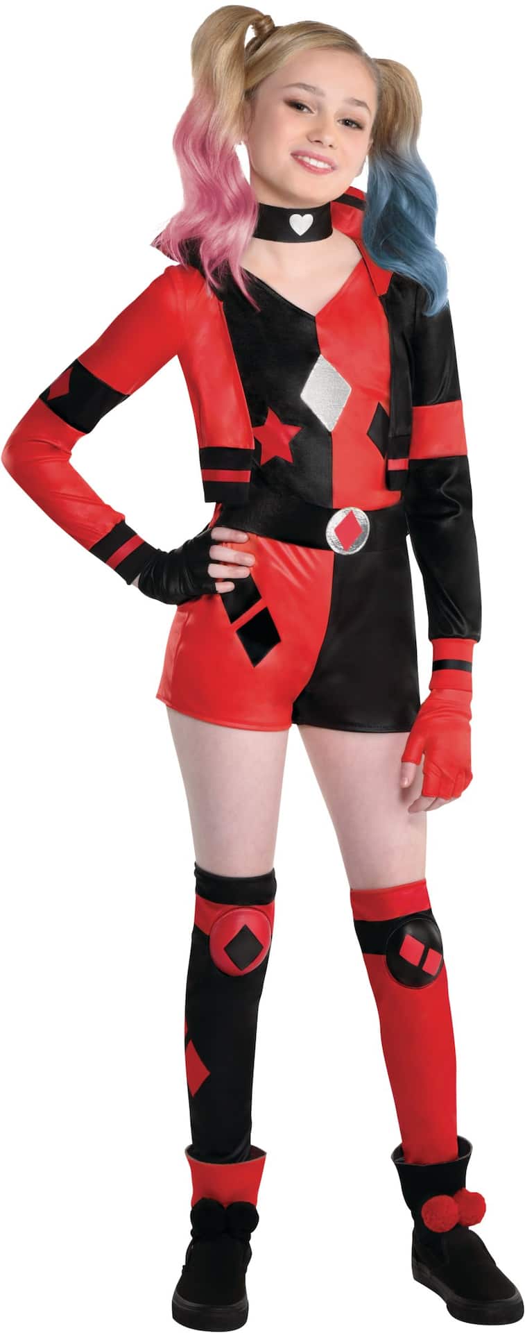 Kids' DC Birds of Prey Harley Quinn Red/Black Jumpsuit with