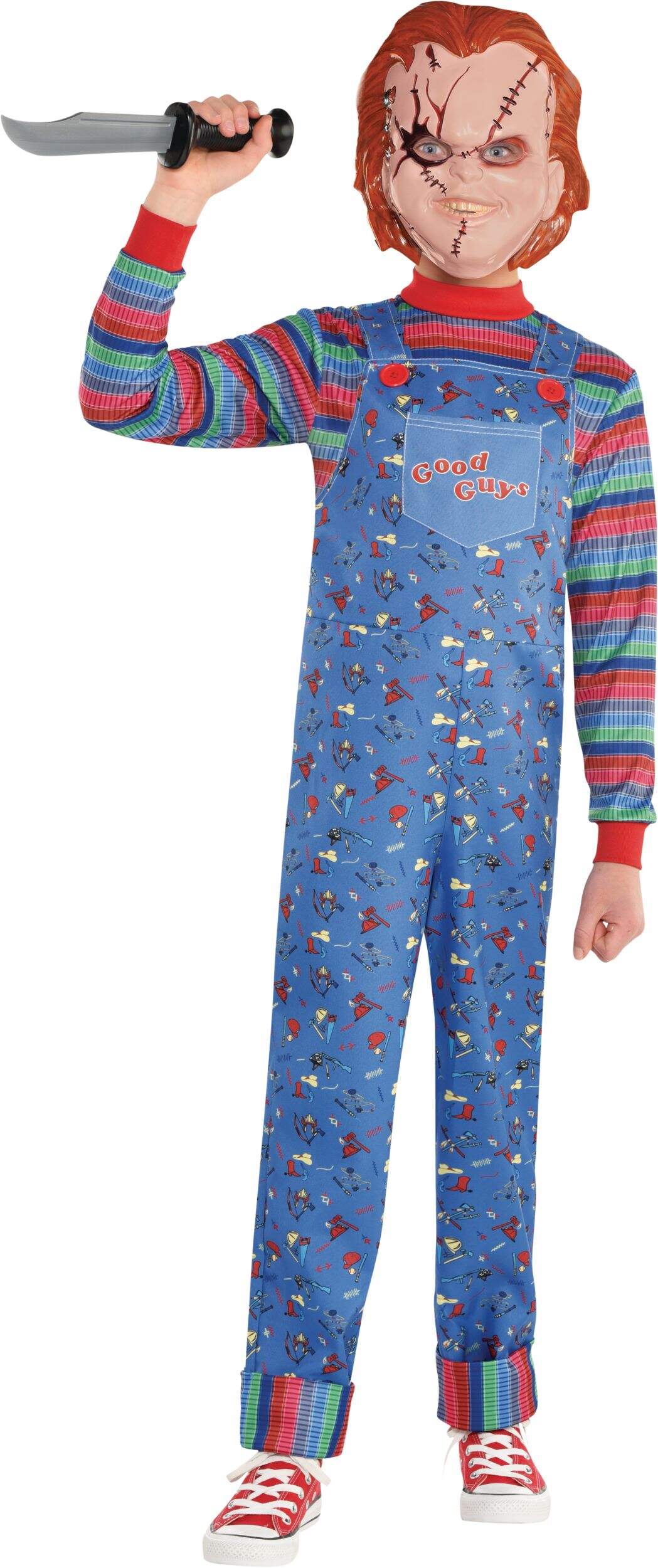 Kids' Child's Play Chucky Blue Outfit with Shirt/Overalls/Mask