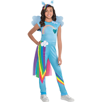 Kids' My Little PonyRainbow Dash Blue Jumpsuit with Wings & Headband Halloween Costume, Assorted Sizes Front_Flat