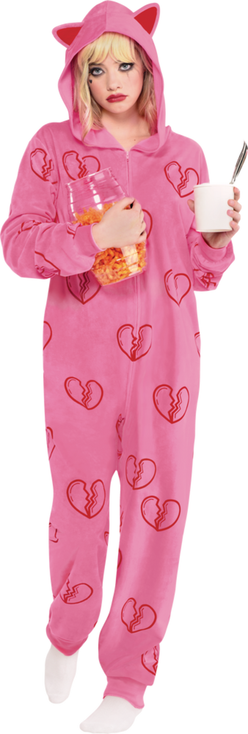Women's DC Birds of Prey Harley Quinn Pink Jumpsuit with Hood Halloween