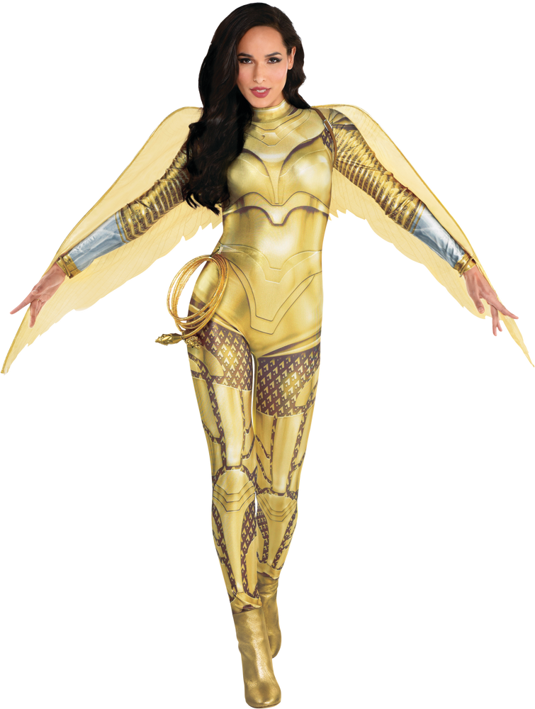 Women S Dc Wonder Woman Diana Prince Gold Jumpsuit Halloween Costume Assorted Sizes Party City
