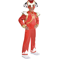 Kids' Nickelodeon PAW Patrol Marshall Red Light-up Jumpsuit with Hat & Backpack Halloween Costume, Assorted Sizes Front_Angled_Right