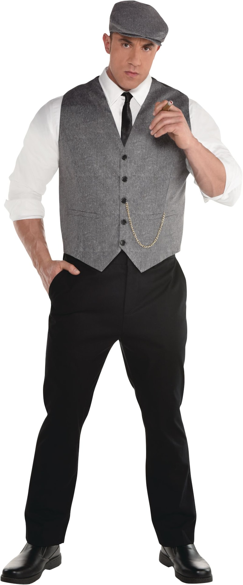 Men's Grey Decades Suit with Vest/Tie/Hat, Halloween Costume
