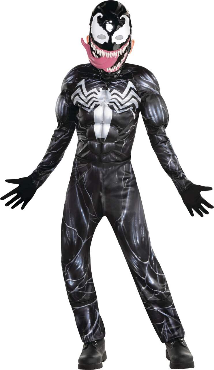 Kids' Marvel Spider-Man Venom Black/White Padded Jumpsuit & Mask, Halloween  Costume, Assorted Sizes