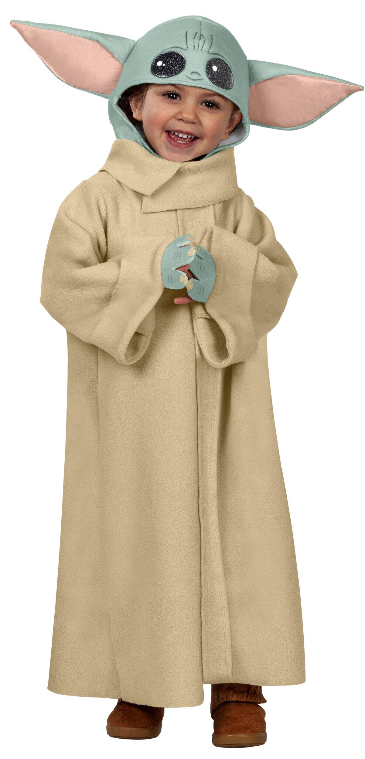 Kids' Disney Star Wars Mandalorian Baby Yoda Tan Outfit with Robe & Hat Halloween Costume, Assorted Sizes Front_Flat